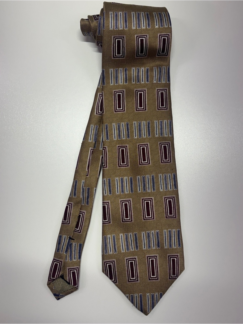 Vintage Bellini 90s Silk Geometric Tie USA Made Retro Mens